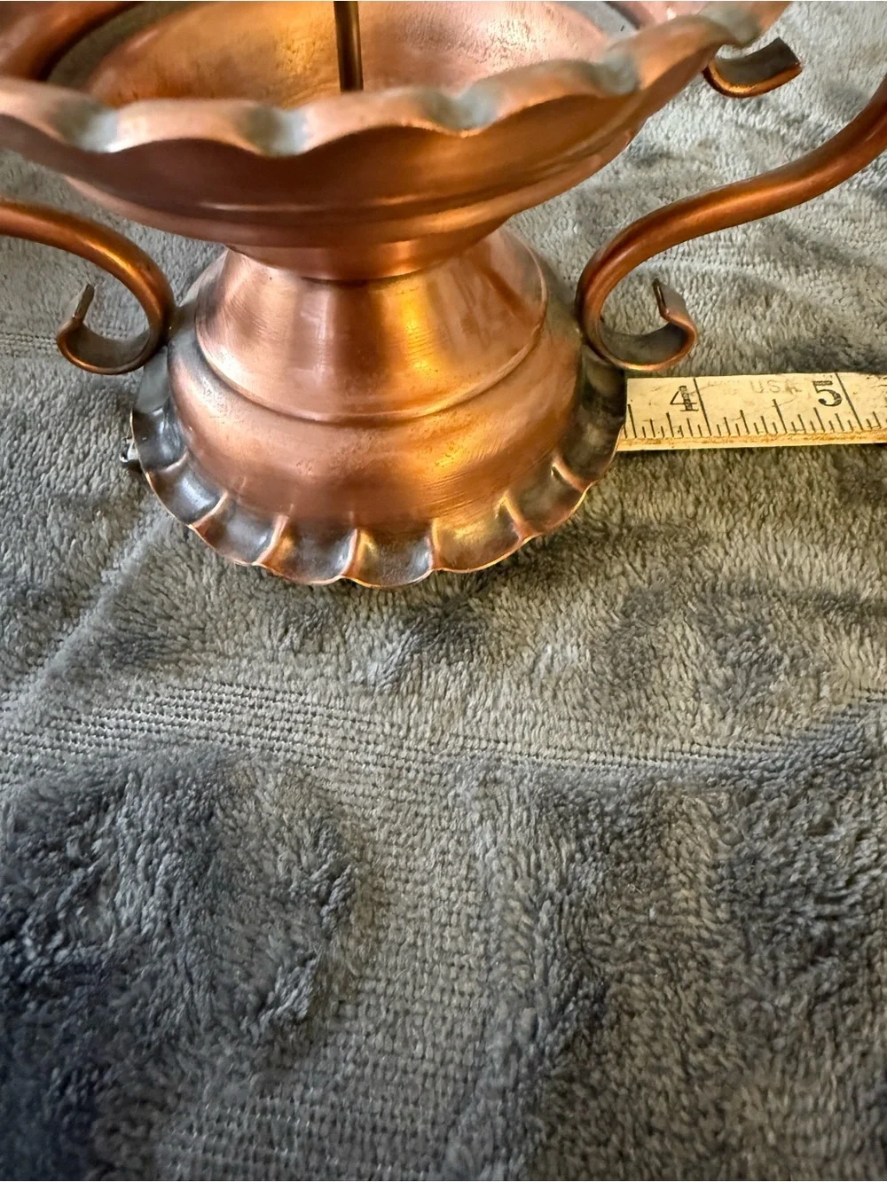 Vintage Gregorian Candle Holder Copper Decorative Double-Handled Pillars #20